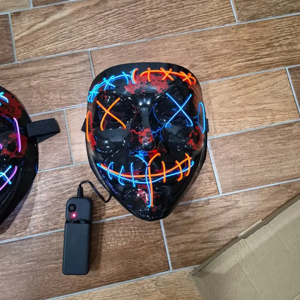 NEW Halloween glowing LED Purge Mask designed neon EL wire set of 2